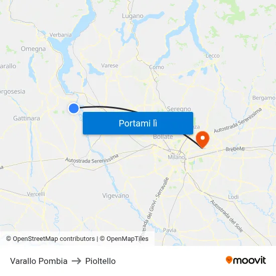 Varallo Pombia to Pioltello map