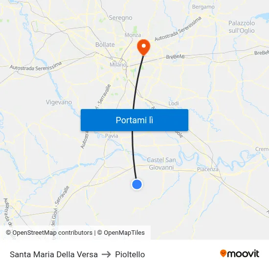 Santa Maria Della Versa to Pioltello map