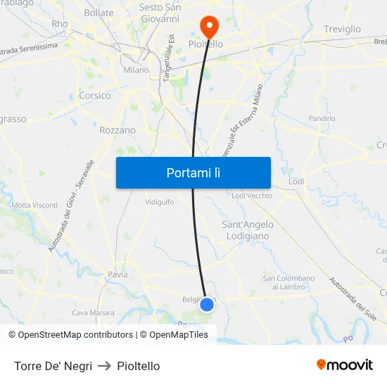 Torre De' Negri to Pioltello map