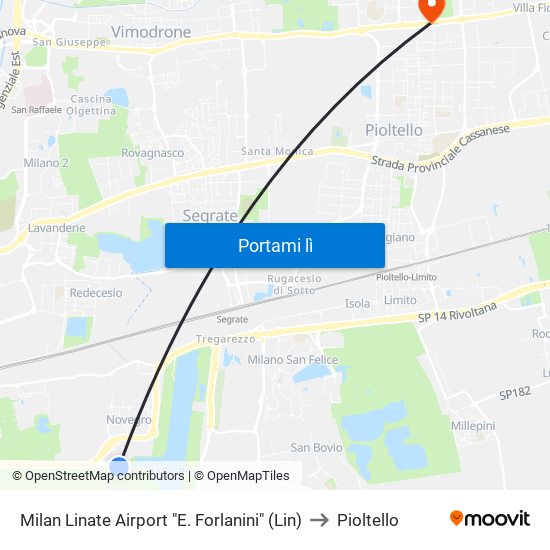 Milan Linate Airport "E. Forlanini" (Lin) to Pioltello map