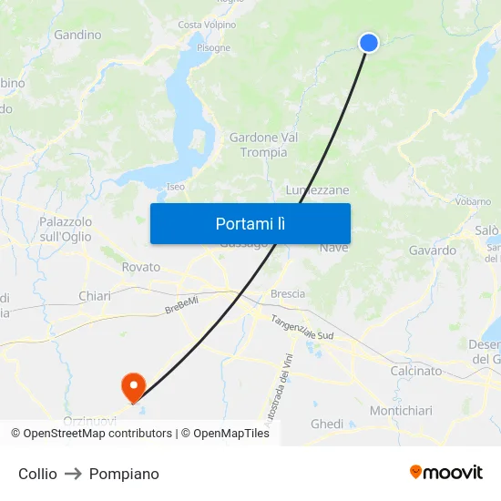 Collio to Pompiano map