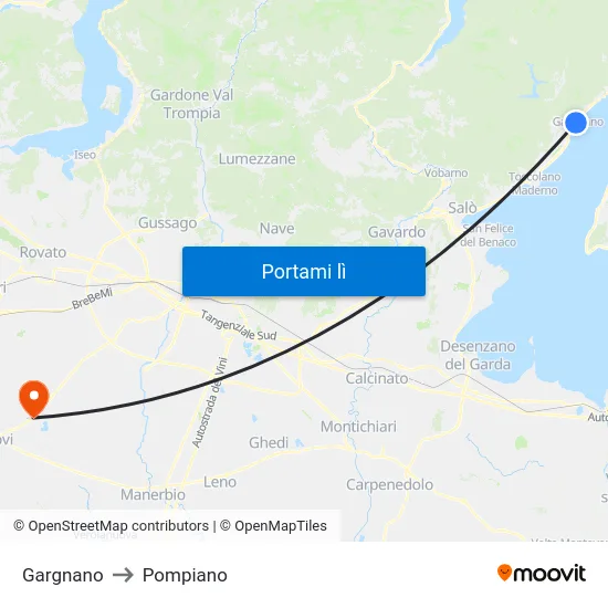 Gargnano to Pompiano map