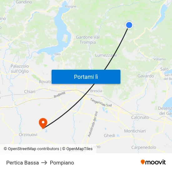 Pertica Bassa to Pompiano map