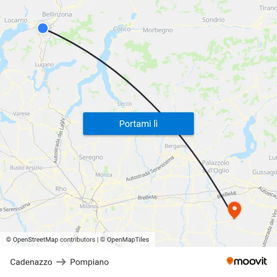 Cadenazzo to Pompiano map