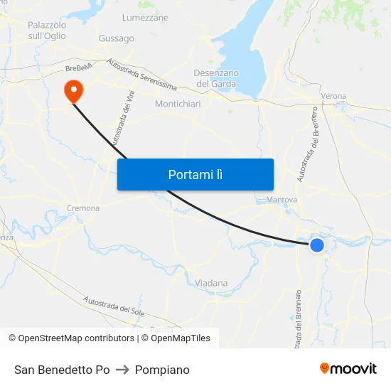 San Benedetto Po to Pompiano map