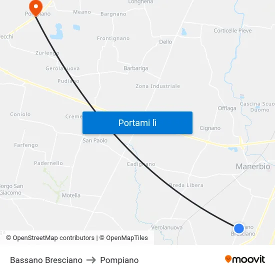 Bassano Bresciano to Pompiano map