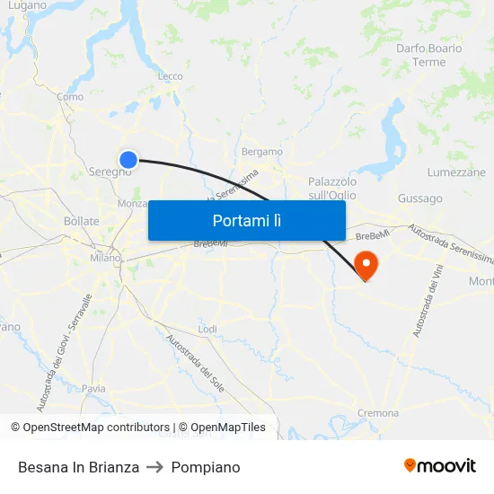 Besana In Brianza to Pompiano map