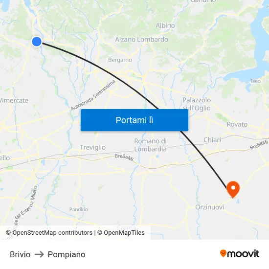 Brivio to Pompiano map