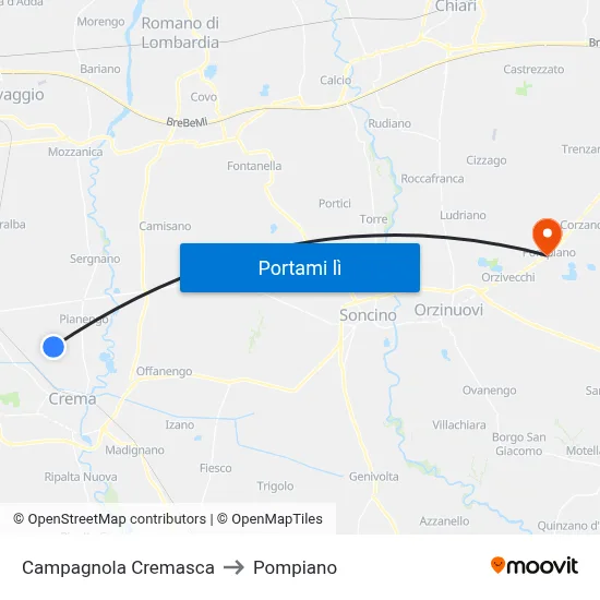 Campagnola Cremasca to Pompiano map