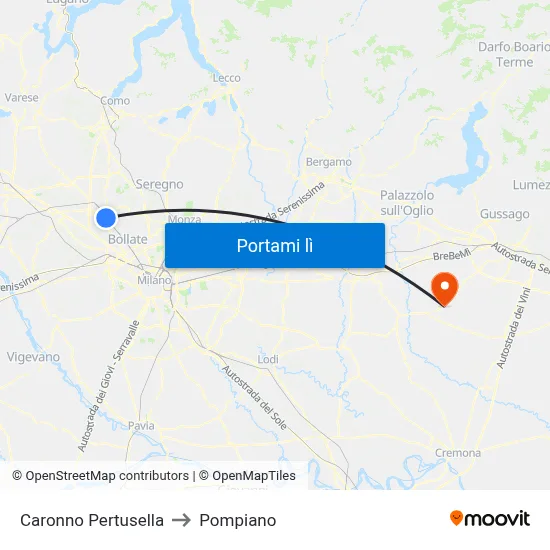 Caronno Pertusella to Pompiano map