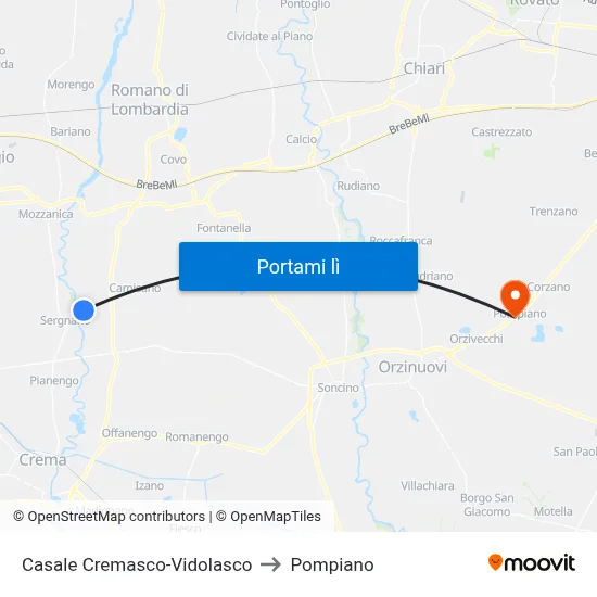 Casale Cremasco-Vidolasco to Pompiano map
