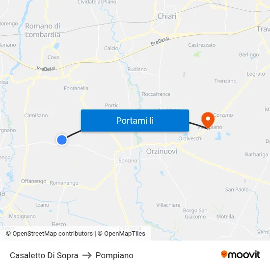 Casaletto Di Sopra to Pompiano map