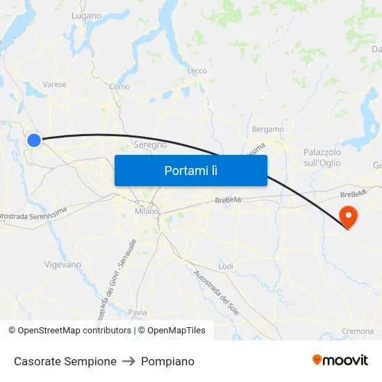 Casorate Sempione to Pompiano map