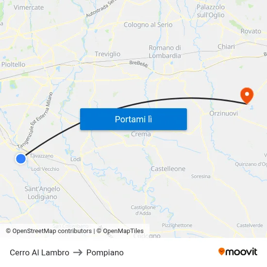 Cerro Al Lambro to Pompiano map
