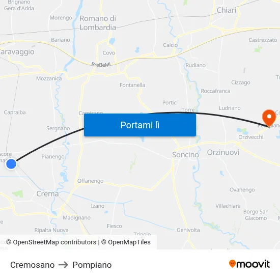 Cremosano to Pompiano map