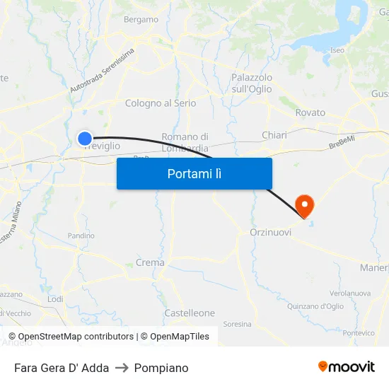Fara Gera D' Adda to Pompiano map