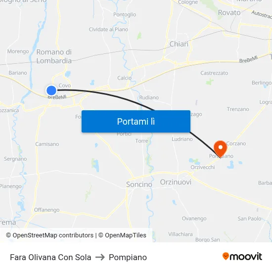 Fara Olivana Con Sola to Pompiano map