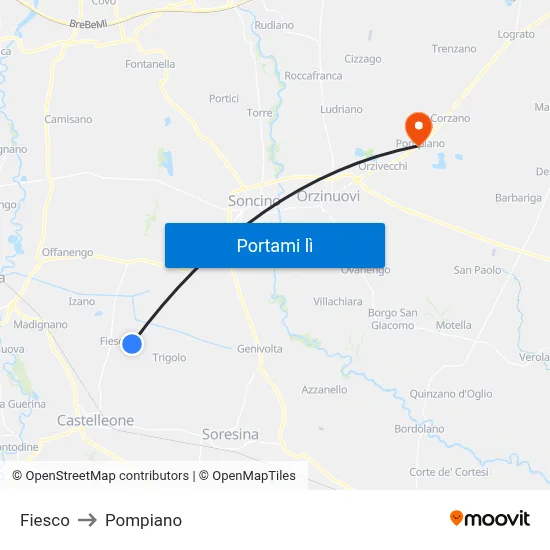 Fiesco to Pompiano map