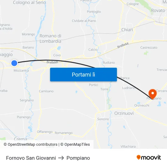 Fornovo San Giovanni to Pompiano map
