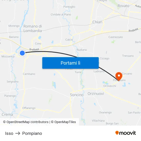 Isso to Pompiano map