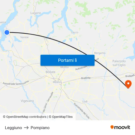 Leggiuno to Pompiano map