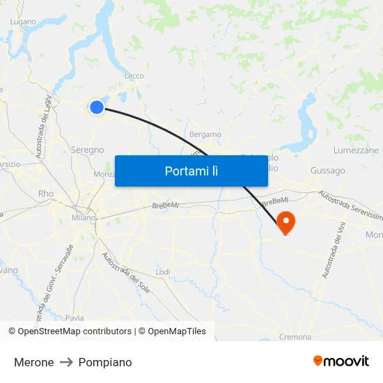 Merone to Pompiano map