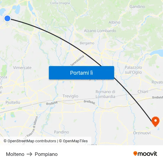 Molteno to Pompiano map