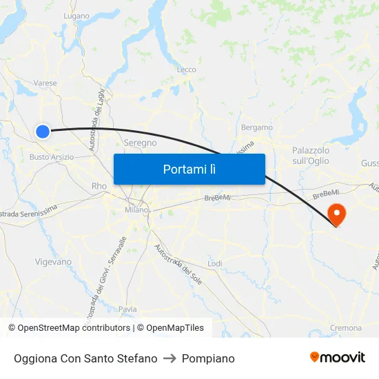 Oggiona Con Santo Stefano to Pompiano map
