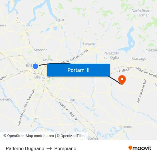 Paderno Dugnano to Pompiano map