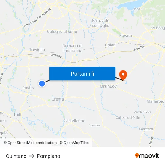 Quintano to Pompiano map