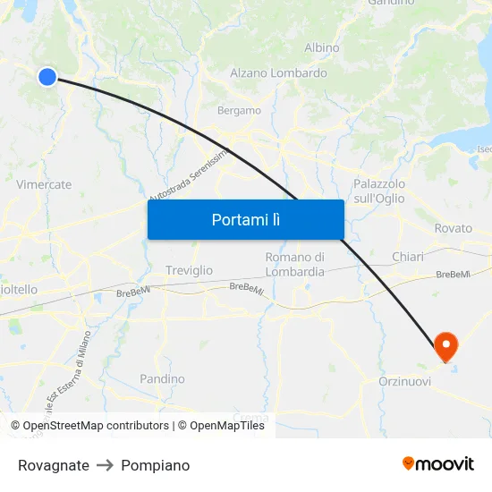 Rovagnate to Pompiano map