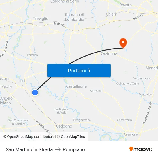 San Martino In Strada to Pompiano map