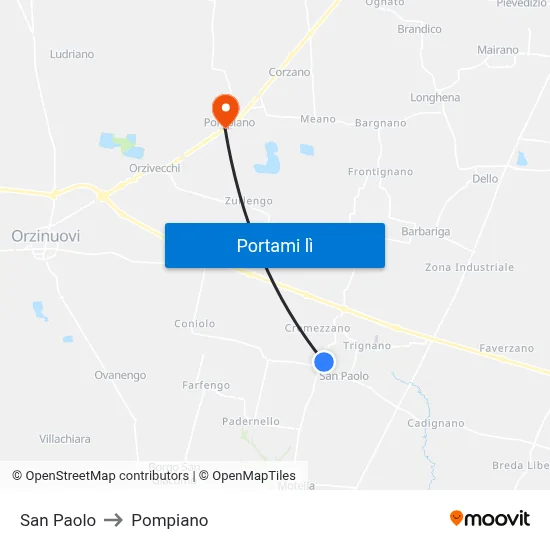 San Paolo to Pompiano map