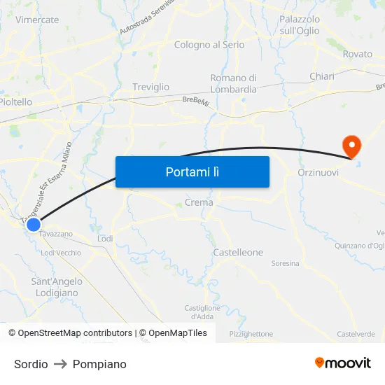 Sordio to Pompiano map