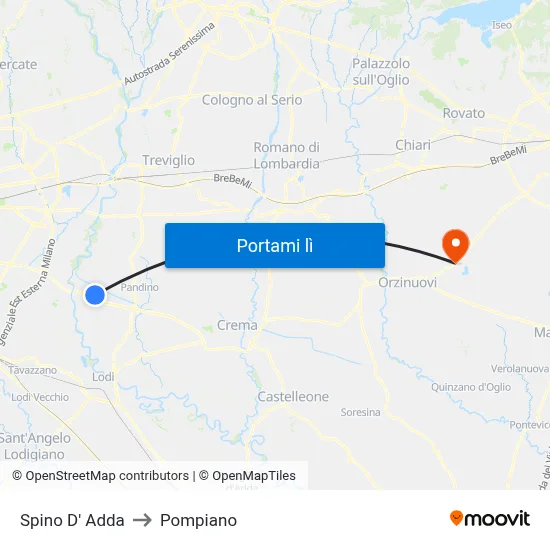 Spino D' Adda to Pompiano map