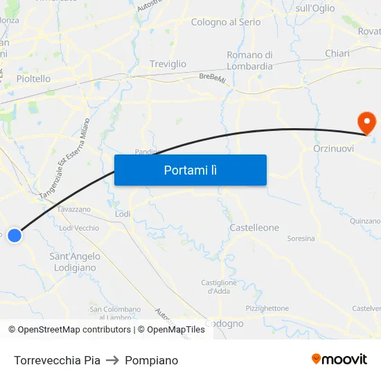 Torrevecchia Pia to Pompiano map