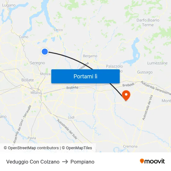 Veduggio Con Colzano to Pompiano map