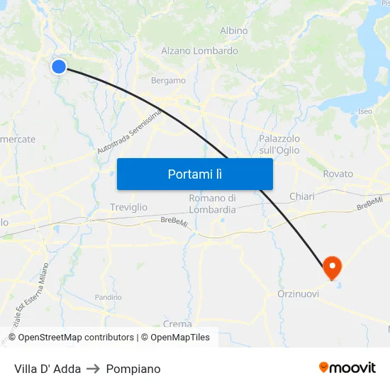 Villa D' Adda to Pompiano map