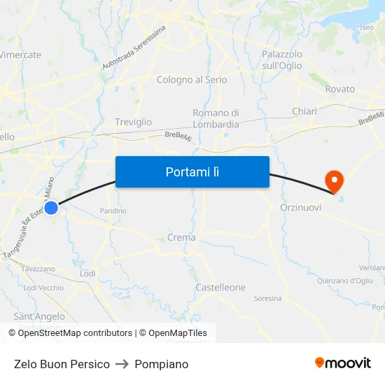 Zelo Buon Persico to Pompiano map