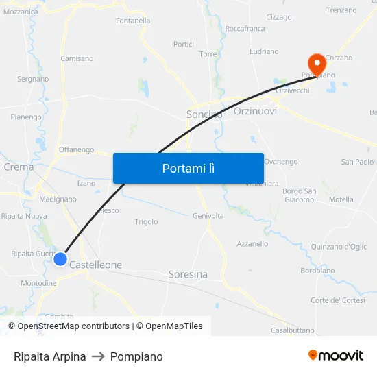 Ripalta Arpina to Pompiano map