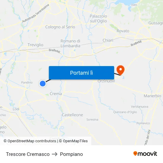 Trescore Cremasco to Pompiano map