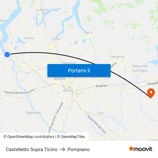 Castelletto Sopra Ticino to Pompiano map
