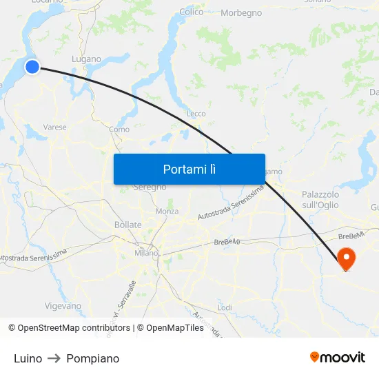 Luino to Pompiano map