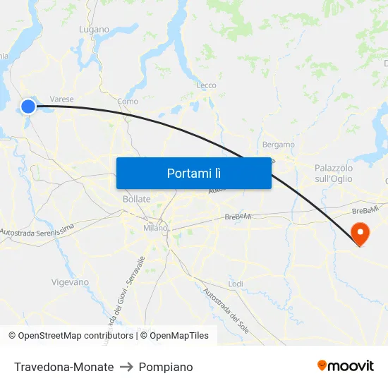 Travedona-Monate to Pompiano map