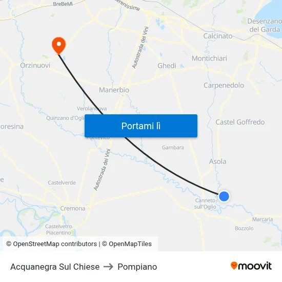 Acquanegra Sul Chiese to Pompiano map