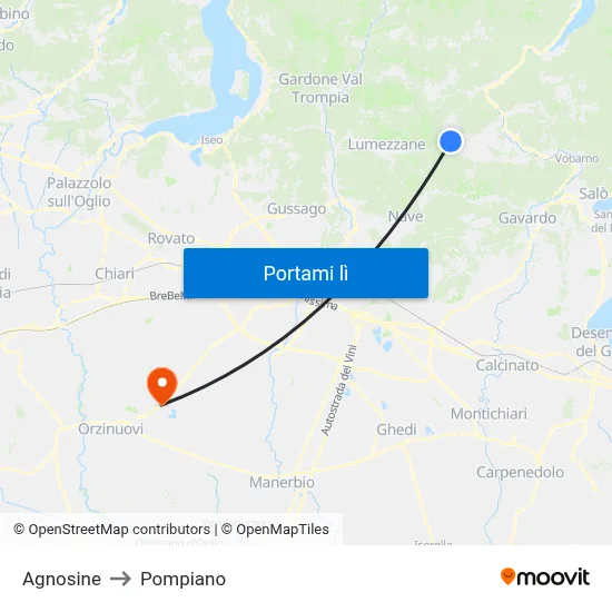 Agnosine to Pompiano map