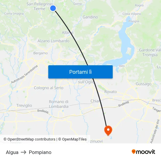 Algua to Pompiano map