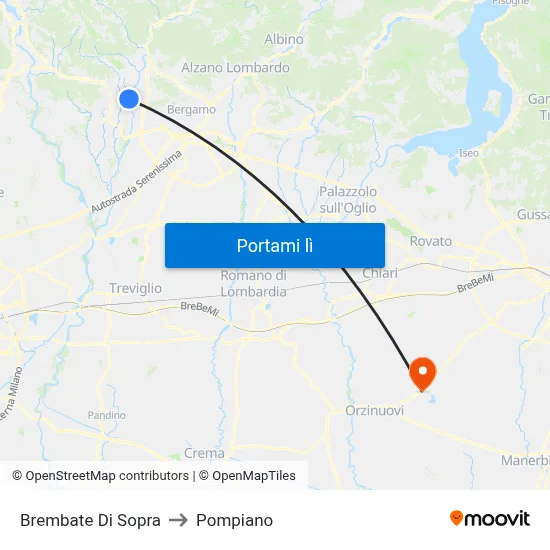 Brembate Di Sopra to Pompiano map