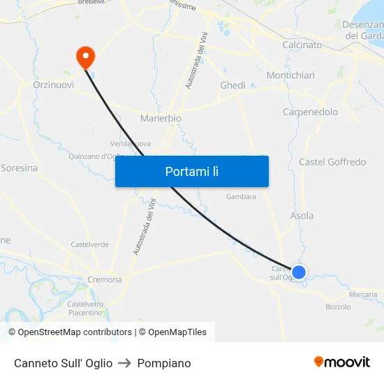 Canneto Sull' Oglio to Pompiano map