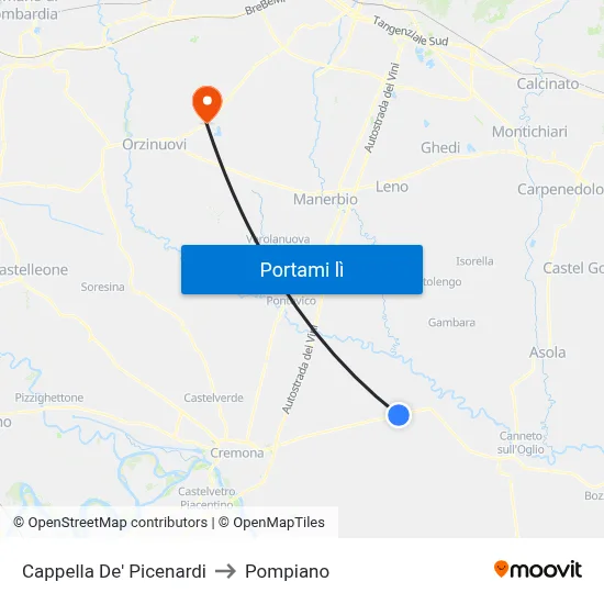 Cappella De' Picenardi to Pompiano map